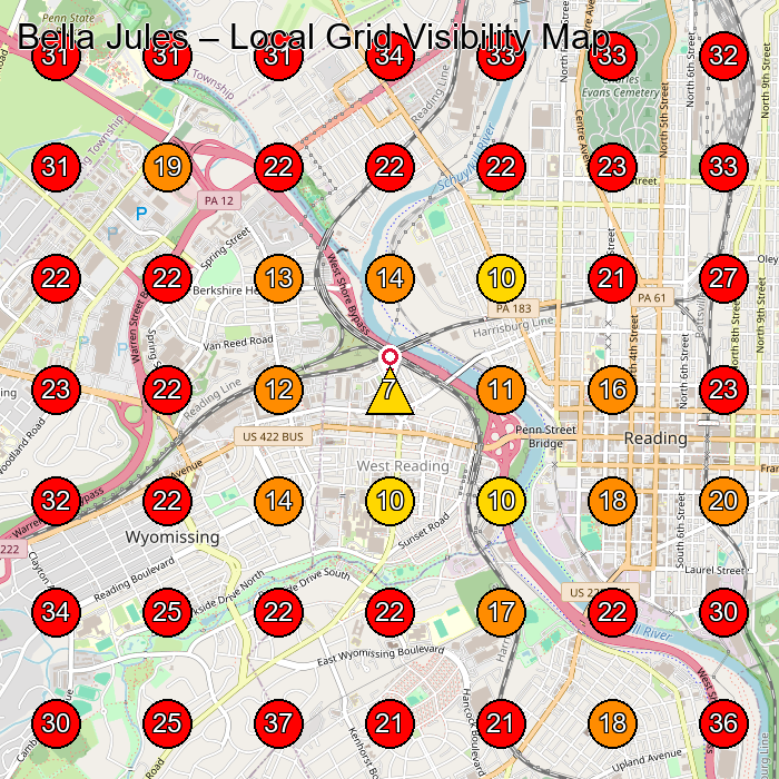 Bella Jules GeoGrid visibility map for Roofing Contractor in Wernersville
